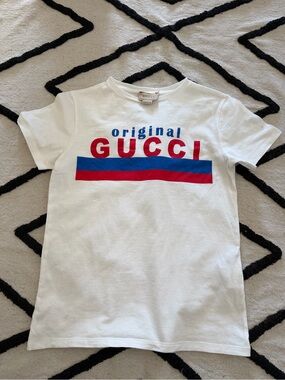 Gucci White Tee with Red & Blue 'Original Gucci' Logo